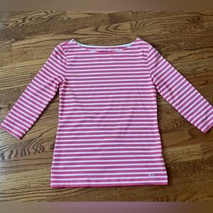 Vineyard Vines Pink and White Striped 3/4 sleeve top